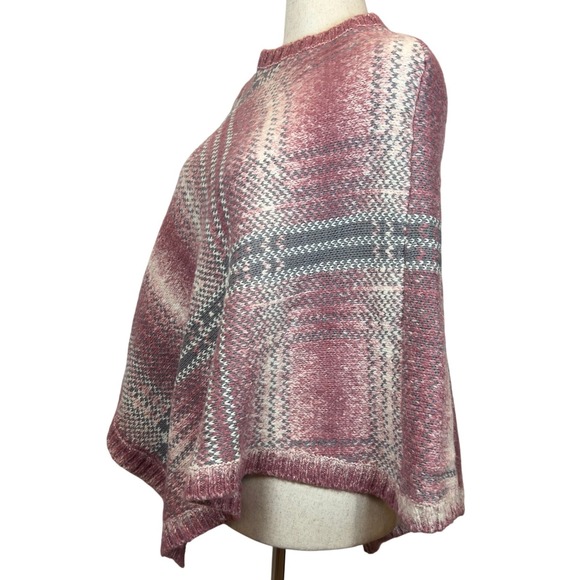 Liz Claiborne Chunky Wool Blend Poncho Women's Medium Sweater Cape Cozy Warm - Picture 6 of 7